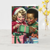 Schattige ouderwetse Kerstmis Kaart (Gele Bloem)