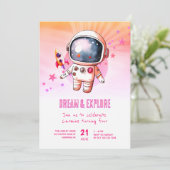 Schattige Outerspace Ontdek 4e verjaardag Kaart (Staand voorkant)