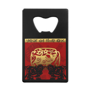Schattige Ox Chinees Jaar Zodiac Verjaardag SSBO Kredietkaart Flessenopener
