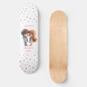 Schattige paar aanpassen bruiloft datum skateboard (Voorkant)