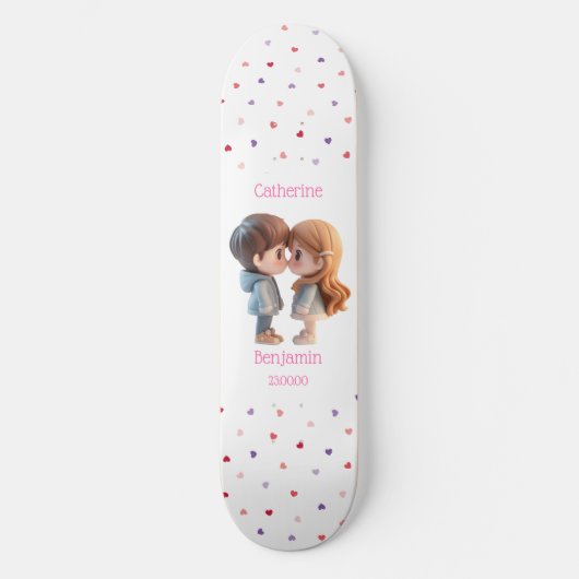 Schattige paar aanpassen bruiloft datum skateboard (Voorkant)