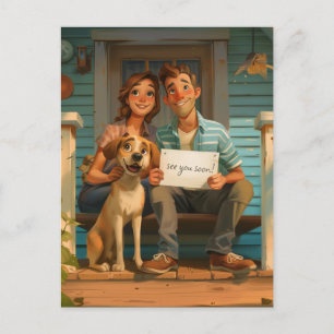 Schattige paar en hun hond briefkaart