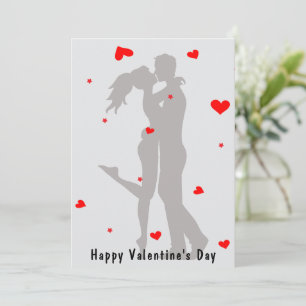 Schattige paar kus minimalistische Valentijnsdag K Feestdagenkaart