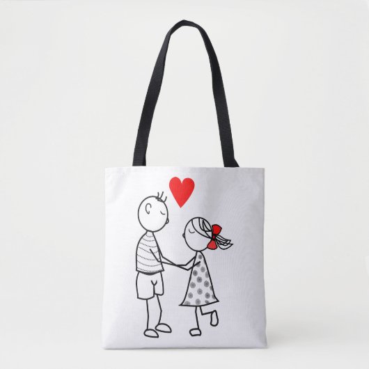 Schattige Paar Liefde Canvas tas Romantisch (Voorkant)