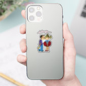 Schattige Paar Sticker met Tekst - I Love You (Telefoon)