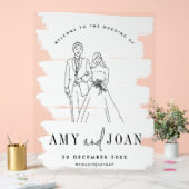 Schattige paar wit minimalistische bruiloft acryl bord (Huwelijk)