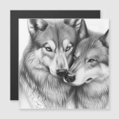 Schattige paar wolf dier in liefde hart (Voorkant / Achterkant)