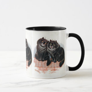 Schattige paar zwarte katten schilderij van Louis Mok