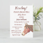 Schattige Paard Boho Ranch Baby Jongen Western Pon Kaart (Staand voorkant)