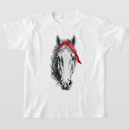 Schattige paard draagt westerne rode bandana t-shirt (Laagn)