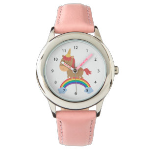 Schattige Paard Dromen Om Eenhoorn Humor Te Zijn Horloge