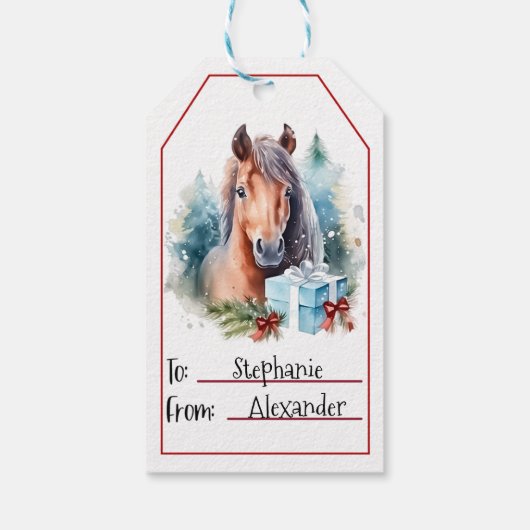 Schattige Paard Kerstmis (3) Cadeaulabel (Achterkant)