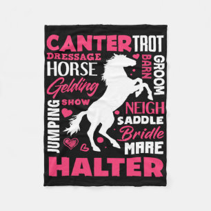 Schattige Paard Liefhebber Meisje Grappig Paard Ri Fleece Deken
