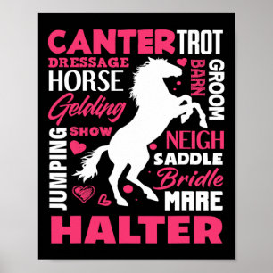 Schattige Paard Liefhebber Meisje Grappig Paard Ri Poster