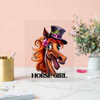 Schattige paard meisje woord kunst