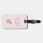 Schattige Paard Waterverf Bloemen Roze Naam Bagage Bagagelabel (Achterkant horizontaal)