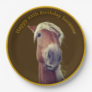 Schattige paardengezicht gepersonaliseerd verjaard papieren bordje