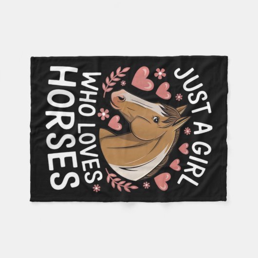 Schattige paardenmeisje gewoon een meisje dat van fleece deken (Voorkant (Horizontaal))