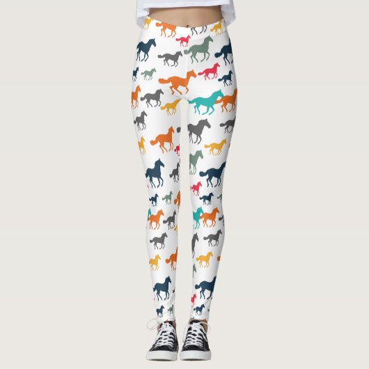 Schattige Paardenpatroon Leggings (Voorkant)