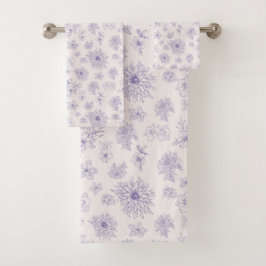 Schattige paars bloemenpatroon bad handdoek