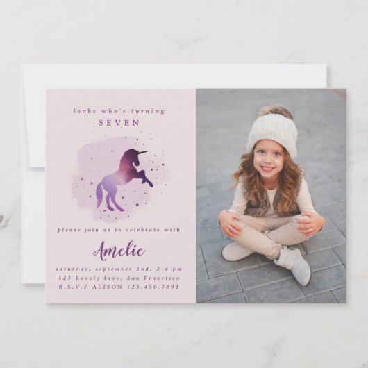 schattige paarse eenhoorn aankondiging (Voorkant)