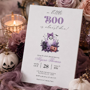 Schattige Paarse Geest Little Boo Baby Shower Kaart