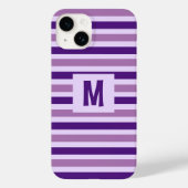 Schattige Paarse Gestreept Ontwerp Enig Initiaal Case-Mate iPhone Case (Achterkant)