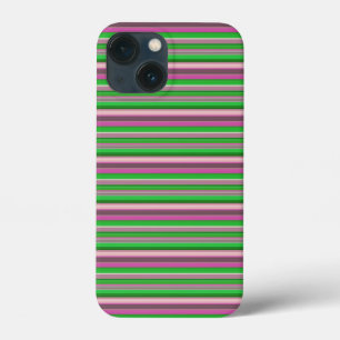 Schattige paarse groene strepen iPhone 13 mini hoesje