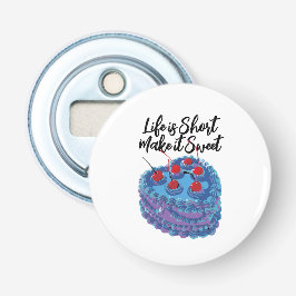 Schattige Paarse hart taart patroon Button Flesopener