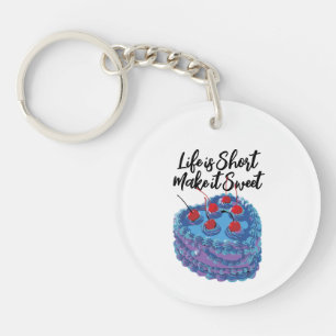 Schattige Paarse hart taart patroon Sleutelhanger