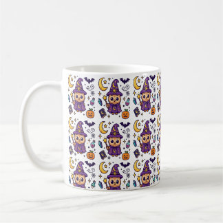 Schattige Paarse Heks Halloween Patroon Koffiemok