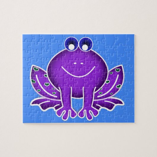 schattige paarse kikker legpuzzel (Horizontaal)