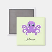 Schattige paarse octopus groen magneet (Voorkant / Achterkant)