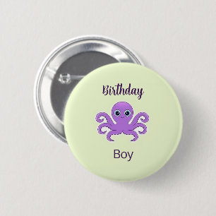 Schattige paarse octopus groen ronde button 5,7 cm