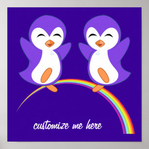 Schattige Paarse Pinguïn Poster