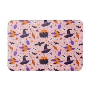 Schattige Paarse & Roze Halloween Patroon Badmat