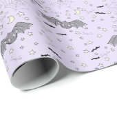 Schattige Paarse Spooky Schattige Bats Halloween Cadeaupapier (Rol Hoek)