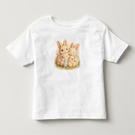 Schattige Paas Konijn Familie met Pastel Eieren  Kinder Shirts