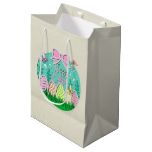 Schattige Paaseierenjacht en Kleurrijke Vlinders Medium Cadeauzakje