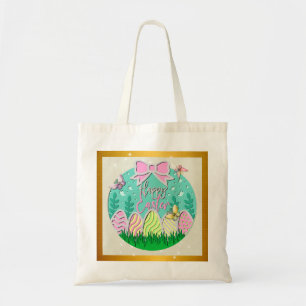 Schattige Paaseierenjacht en Kleurrijke Vlinders Tote Bag