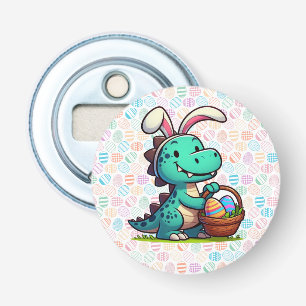 Schattige paashaas dinosaurus button flesopener