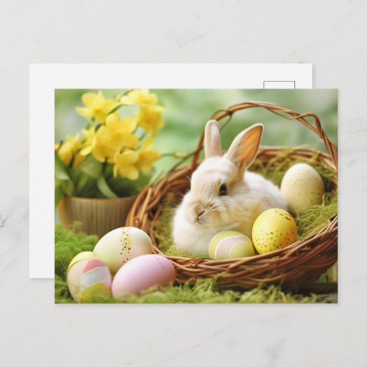 Schattige paashaas in het voorjaar briefkaart (Voorkant / Achterkant)
