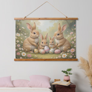 Schattige paashaas in weide lente dier hangend wandkleed