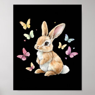Schattige Paashaas Konijn Vlinder Poster