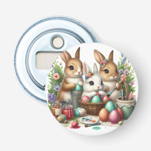 Schattige, Paashaas/Lenteverf feest Button Flesopener