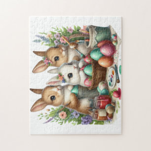 Schattige, Paashaas/Lenteverf feest Legpuzzel