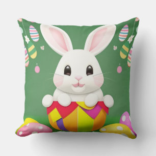 Schattige Paashaas Met Decoratieve Eieren Kussen