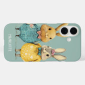Schattige Paashaas paar gepersonaliseerd Case-Mate iPhone Case (Achterkant (horizontaal))