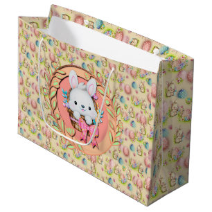 Schattige paashaas zitten in de mand groot cadeauzakje
