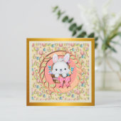 Schattige Paashaas zittend in de mand Kaart (Staand voorkant)